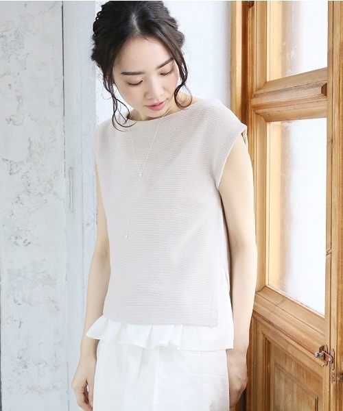 A part by（アパートバイ）の「12GCガーターボートネック2セット 722942 （ニット/セーター・レディース・ホワイト/ネイビー/グレー・FREE）」の5枚目の写真