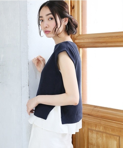 A part by（アパートバイ）の「12GCガーターボートネック2セット 722942 （ニット/セーター・レディース・ホワイト/ネイビー/グレー・FREE）」の8枚目の写真