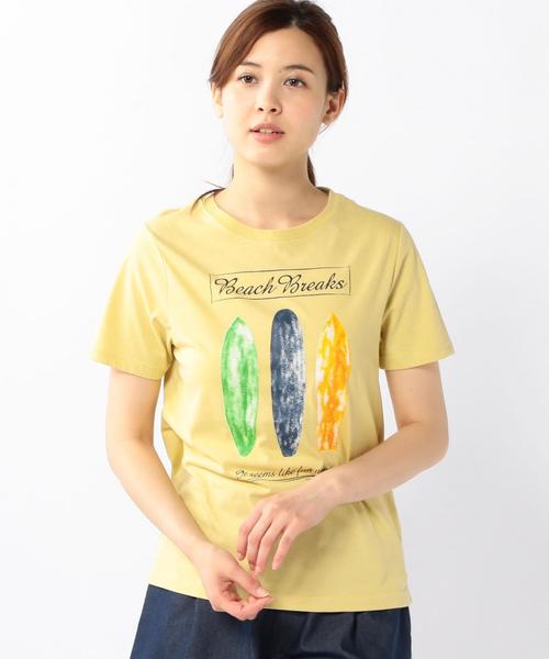 coen(コーエン)の「サーフプリントTシャツ(Tシャツ/カットソー・レディース・オフホワイト/イエロー/ライトブルー/ネイビー・LARGE/MEDIUM)」の4枚目の写真