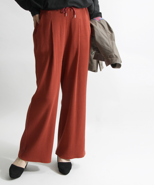 WEGO(ウィゴー)の「WEGO/リブワイドパンツ(その他パンツ・レディース・杢グレー/ブラック/ベージュ/オレンジ/ピンク/ブラウン・FREE)」の6枚目の写真