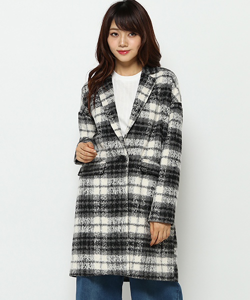 VENCEEXCHANGE（ヴァンスエクスチェンジ）の「シャギーチェックチェスターコート               （チェスターコート・レディース・ホワイト・LARGE/MEDIUM）」の11枚目の写真