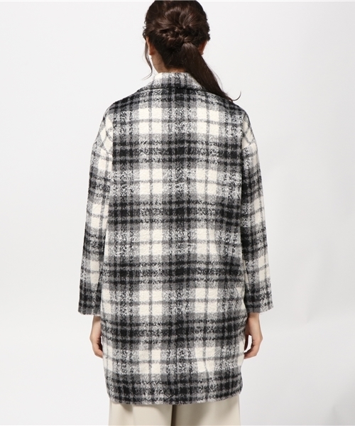 VENCEEXCHANGE（ヴァンスエクスチェンジ）の「シャギーチェックチェスターコート               （チェスターコート・レディース・ホワイト・LARGE/MEDIUM）」の4枚目の写真