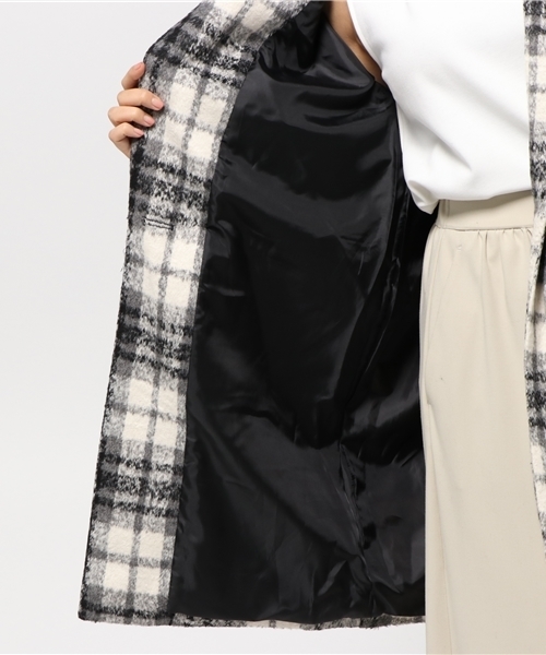 VENCEEXCHANGE（ヴァンスエクスチェンジ）の「シャギーチェックチェスターコート               （チェスターコート・レディース・ホワイト・LARGE/MEDIUM）」の8枚目の写真