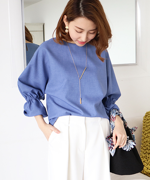 N.（N. Natural Beauty Basic）（エヌエヌナチュラルビューティーベーシック）の「リネコリラックスシリーズブラウス（シャツ/ブラウス・レディース・ホワイト/ブルー/ベージュ/ネイビー・MEDIUM）」の4枚目の写真