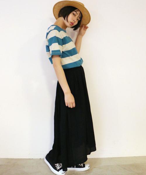 DOUBLE NAME（ダブルネーム）の「楊柳エアリーロングスカート（スカート・レディース・ブラック/レッド/オフホワイト・FREE）」の12枚目の写真