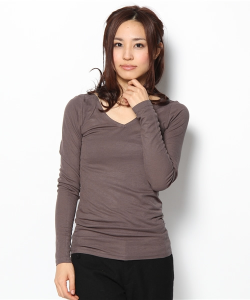 NANO universe(ナノユニバース)の「レーヨンフライスU/V/N Tee(Tシャツ/カットソー・レディース・ライトグレー/ピンク/グリーン/チャコールグレー/ブラック・FREE)」の3枚目の写真