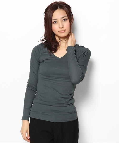 NANO universe(ナノユニバース)の「レーヨンフライスU/V/N Tee(Tシャツ/カットソー・レディース・ライトグレー/ピンク/グリーン/チャコールグレー/ブラック・FREE)」の4枚目の写真