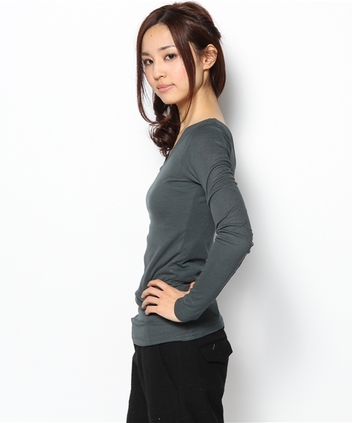 NANO universe(ナノユニバース)の「レーヨンフライスU/V/N Tee(Tシャツ/カットソー・レディース・ライトグレー/ピンク/グリーン/チャコールグレー/ブラック・FREE)」の6枚目の写真