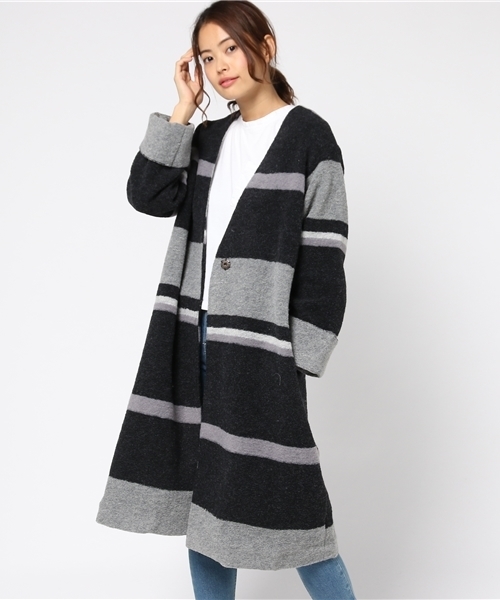 LBC（エルビーシー）の「配色スライバーコート                  （その他アウター・レディース・チャコールグレー/ライトグレー・MEDIUM）」の11枚目の写真