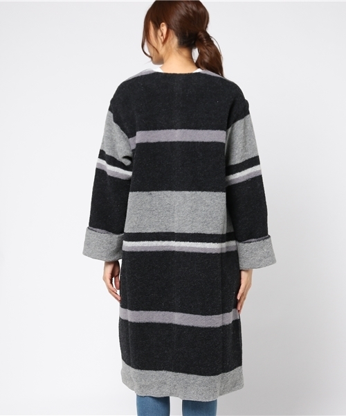 LBC（エルビーシー）の「配色スライバーコート                  （その他アウター・レディース・チャコールグレー/ライトグレー・MEDIUM）」の4枚目の写真