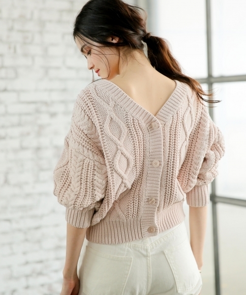 A part by(アパートバイ)の「【WEB限定アイテム】3GCoNyケーブル2WAY 784132(ニット/セーター・レディース・ホワイト/ベージュ/ネイビー/ライトピンク・FREE)」の4枚目の写真