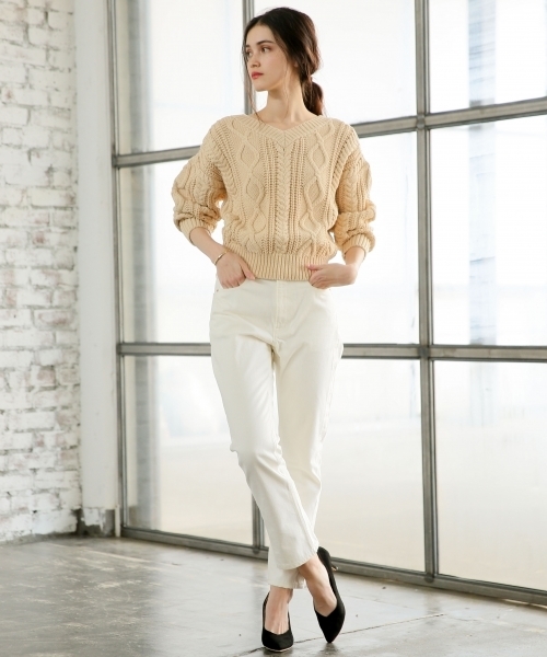 A part by(アパートバイ)の「【WEB限定アイテム】3GCoNyケーブル2WAY 784132(ニット/セーター・レディース・ホワイト/ベージュ/ネイビー/ライトピンク・FREE)」の8枚目の写真