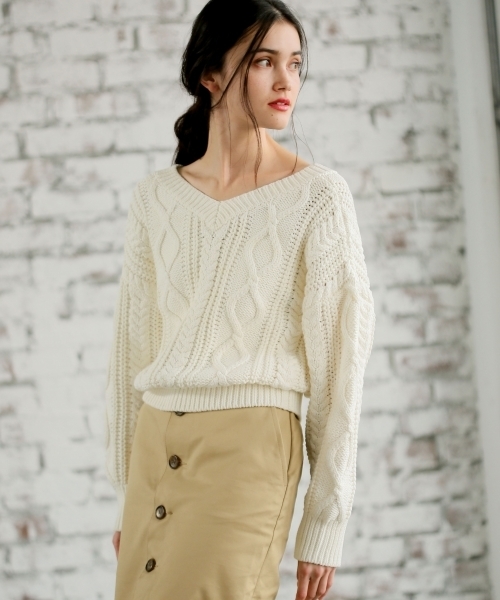 A part by(アパートバイ)の「【WEB限定アイテム】3GCoNyケーブル2WAY 784132(ニット/セーター・レディース・ホワイト/ベージュ/ネイビー/ライトピンク・FREE)」の5枚目の写真