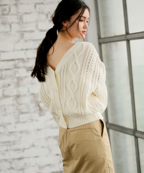 A part by(アパートバイ)の「【WEB限定アイテム】3GCoNyケーブル2WAY 784132(ニット/セーター・レディース・ホワイト/ベージュ/ネイビー/ライトピンク・FREE)」の12枚目の写真