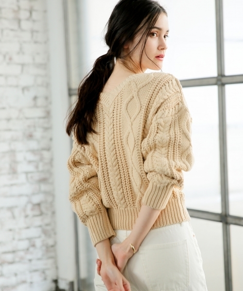 A part by(アパートバイ)の「【WEB限定アイテム】3GCoNyケーブル2WAY 784132(ニット/セーター・レディース・ホワイト/ベージュ/ネイビー/ライトピンク・FREE)」の22枚目の写真