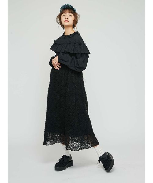 merry jenny（メリージェニー）の「レースフリルブラウス（シャツ/ブラウス・レディース・ブラック/オフホワイト・FREE）」の4枚目の写真