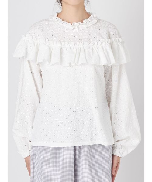 merry jenny（メリージェニー）の「レースフリルブラウス（シャツ/ブラウス・レディース・ブラック/オフホワイト・FREE）」の5枚目の写真