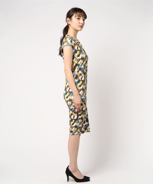 three dots（スリードッツ）の「コラージュプリント ドレス（ワンピース・レディース・イエロー系その他・SMALL/X-SMALL/MEDIUM）」の3枚目の写真