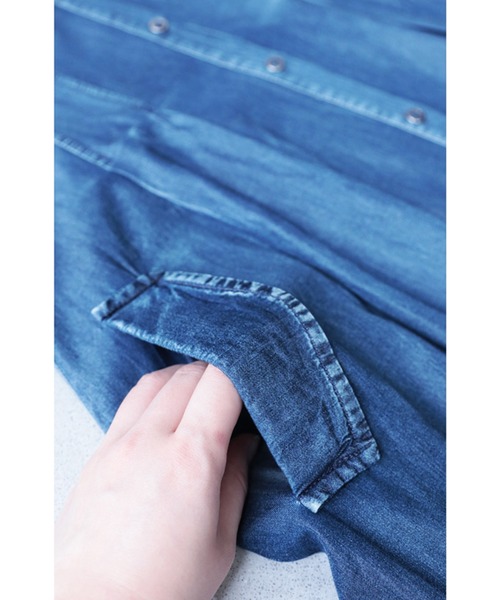cawaii(カワイイ)の「爽やかストライプのデニムシャツワンピース(ベルト付)(ワンピース・レディース・ブルー・M/XL)」の22枚目の写真