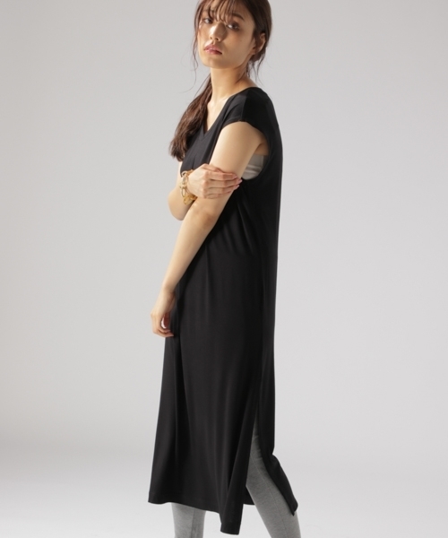 BAYFLOW（ベイフロー）の「GOOD PRICE／バックレースアップロングプルオーバー（Tシャツ/カットソー・レディース・ブラック/マスタード/オフホワイト/チェック・SMALL/MEDIUM）」の7枚目の写真