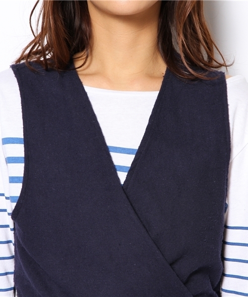 BEAMS BOY（ビームスボーイ）の「□BEAMS BOY / カシュクール ネルワンピース（ワンピース・レディース・オリーブ/ネイビー・ONE SIZE）」の6枚目の写真