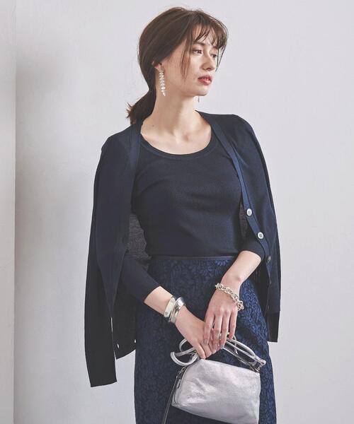 UNITED ARROWS（ユナイテッドアローズ）の「＜UNITED ARROWS＞シルクリブ Vネックカーディガン B（カーディガン/ボレロ・レディース・ホワイト/ライトグレー/ブラック/ベージュ/ネイビー/その他7/その他1・FREE）」の7枚目の写真