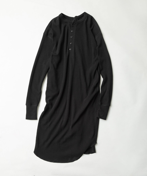 made in standard （メイドインスタンダード）の「クルーネック/ヘンリーネック  2WAY サーマルロングワンピース（ワンピース・レディース・ブラック/オリーブ/杢グレー/キナリ・FREE）」の9枚目の写真
