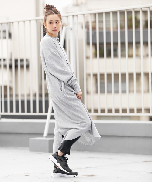 made in standard （メイドインスタンダード）の「クルーネック/ヘンリーネック  2WAY サーマルロングワンピース（ワンピース・レディース・ブラック/オリーブ/杢グレー/キナリ・FREE）」の15枚目の写真