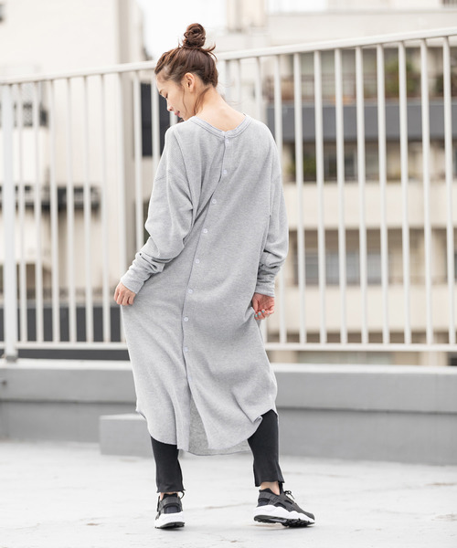 made in standard （メイドインスタンダード）の「クルーネック/ヘンリーネック  2WAY サーマルロングワンピース（ワンピース・レディース・ブラック/オリーブ/杢グレー/キナリ・FREE）」の16枚目の写真