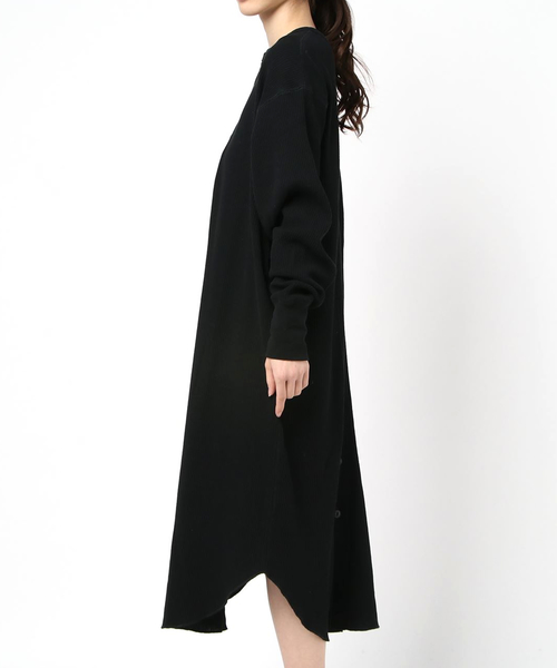 made in standard （メイドインスタンダード）の「クルーネック/ヘンリーネック  2WAY サーマルロングワンピース（ワンピース・レディース・ブラック/オリーブ/杢グレー/キナリ・FREE）」の18枚目の写真