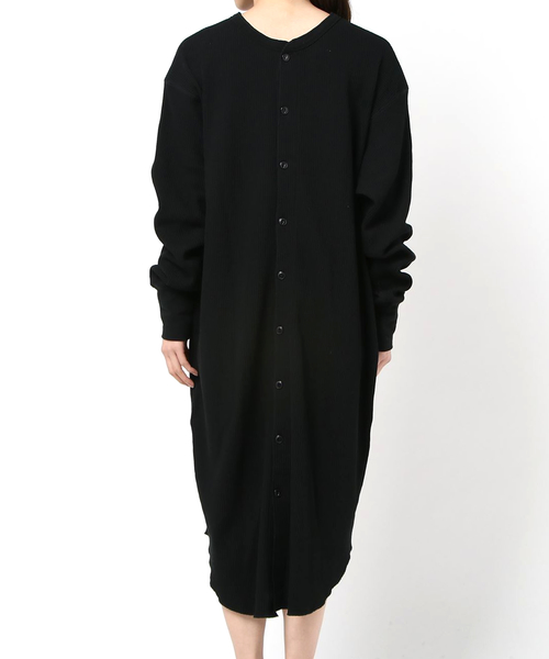 made in standard （メイドインスタンダード）の「クルーネック/ヘンリーネック  2WAY サーマルロングワンピース（ワンピース・レディース・ブラック/オリーブ/杢グレー/キナリ・FREE）」の17枚目の写真