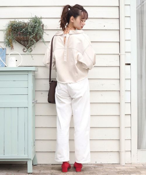 one after another NICE CLAUP（ワンアフターアナザーナイスクラップ）の「バックベルト デニムジャケット（デニムジャケット・レディース・アイボリー/ブルー/ブラック・FREE）」の18枚目の写真