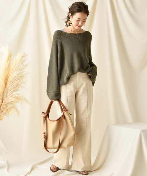 DouDou(ドゥドゥ)の「ピンタックセンプレデニム(デニムパンツ・レディース・ベージュ/ブラウン・34/36/38)」の8枚目の写真