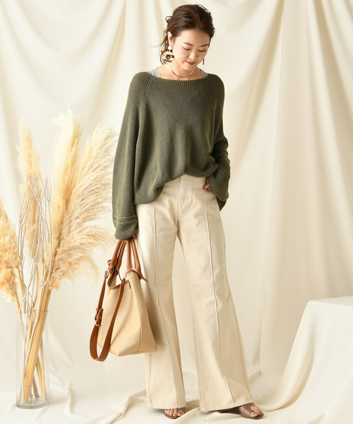 DouDou(ドゥドゥ)の「ピンタックセンプレデニム(デニムパンツ・レディース・ベージュ/ブラウン・34/36/38)」の9枚目の写真