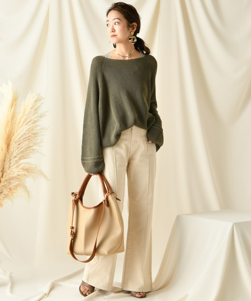 DouDou(ドゥドゥ)の「ピンタックセンプレデニム(デニムパンツ・レディース・ベージュ/ブラウン・34/36/38)」の10枚目の写真