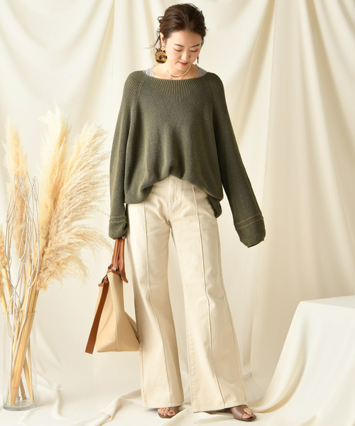 DouDou(ドゥドゥ)の「ピンタックセンプレデニム(デニムパンツ・レディース・ベージュ/ブラウン・34/36/38)」の11枚目の写真