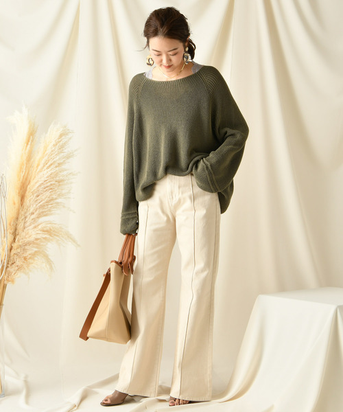 DouDou(ドゥドゥ)の「ピンタックセンプレデニム(デニムパンツ・レディース・ベージュ/ブラウン・34/36/38)」の12枚目の写真