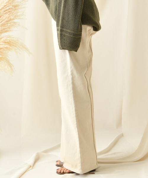 DouDou(ドゥドゥ)の「ピンタックセンプレデニム(デニムパンツ・レディース・ベージュ/ブラウン・34/36/38)」の15枚目の写真