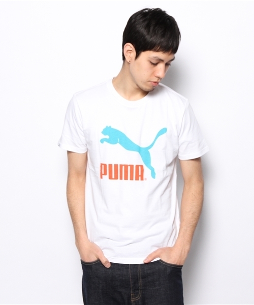 PUMA（プーマ）の「NO. 1ロゴ半袖TEE - Sport Classics（Tシャツ/カットソー・メンズ・ホワイト/ピンク/グレー/ブラック・LARGE/SMALL/X-LARGE/XX-LARGE/MEDIUM）」の2枚目の写真