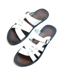 S PUレザーバックルクロスサンダル