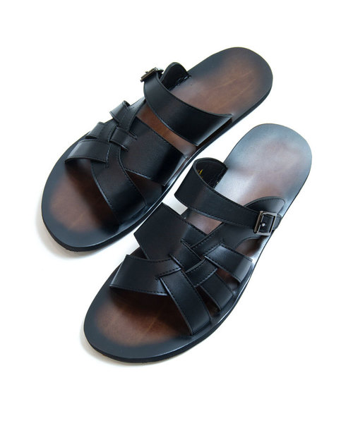 JACKROSE（ジャックローズ）の「S PUレザーバックルクロスサンダル（サンダル・メンズ・ホワイト/ブラック・M/L）」の2枚目の写真