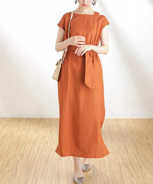 natural couture(ナチュラルクチュール)の「ワンショル大人すっきりワンピース(ワンピース・レディース・ブラック/ベージュ/ピンク/キャメル/ストライプ・FREE)」の19枚目の写真