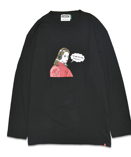 DOUBLE STEAL(ダブルスティール)の「Headphone Girl 長袖Tシャツ(Tシャツ/カットソー・メンズ・ホワイト/ブラック/カーキ・MEDIUM/LARGE/X-LARGE)」の1枚目の写真
