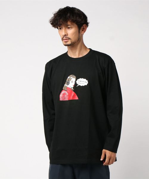 DOUBLE STEAL(ダブルスティール)の「Headphone Girl 長袖Tシャツ(Tシャツ/カットソー・メンズ・ホワイト/ブラック/カーキ・MEDIUM/LARGE/X-LARGE)」の6枚目の写真