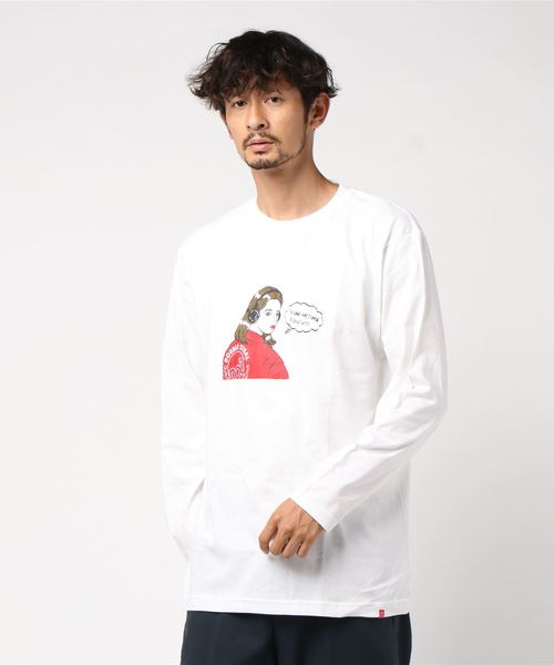 DOUBLE STEAL(ダブルスティール)の「Headphone Girl 長袖Tシャツ(Tシャツ/カットソー・メンズ・ホワイト/ブラック/カーキ・MEDIUM/LARGE/X-LARGE)」の7枚目の写真