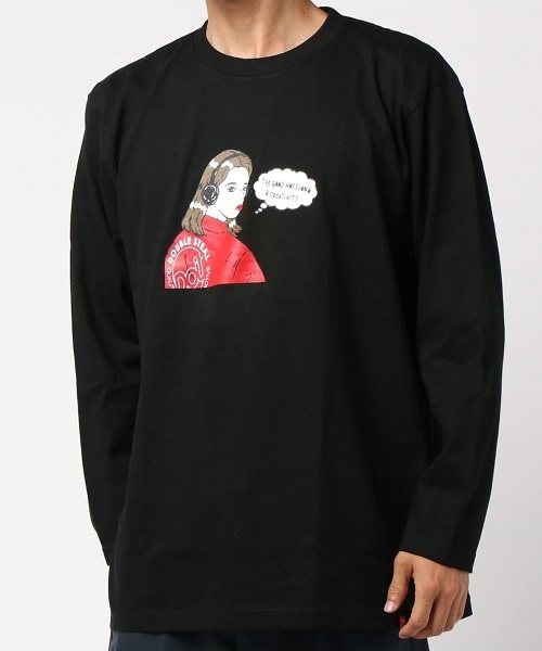 DOUBLE STEAL(ダブルスティール)の「Headphone Girl 長袖Tシャツ(Tシャツ/カットソー・メンズ・ホワイト/ブラック/カーキ・MEDIUM/LARGE/X-LARGE)」の9枚目の写真