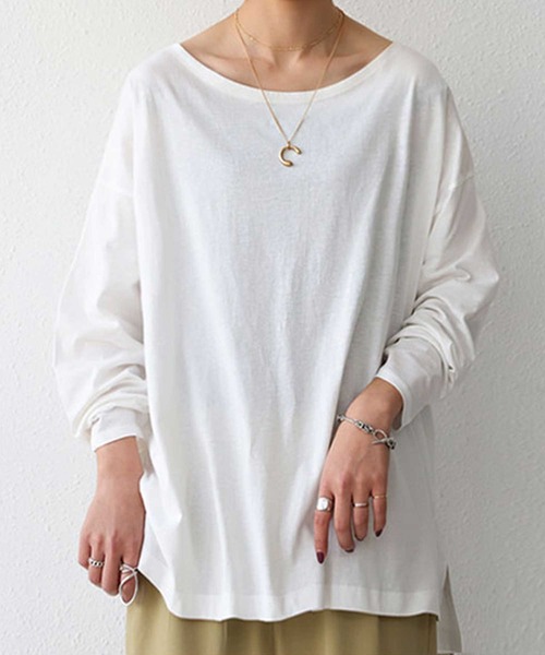antiqua(アンティカ)の「着回し力バツグン!ベーシックビッグロンT(Tシャツ/カットソー・レディース・ブラック/オフホワイト/オートミール/杢グレー/ベージュ系その他/ブラウン系その他/ブラウン系その他2・FREE)」の1枚目の写真