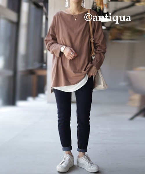 antiqua(アンティカ)の「着回し力バツグン!ベーシックビッグロンT(Tシャツ/カットソー・レディース・ブラック/オフホワイト/オートミール/杢グレー/ベージュ系その他/ブラウン系その他/ブラウン系その他2・FREE)」の21枚目の写真