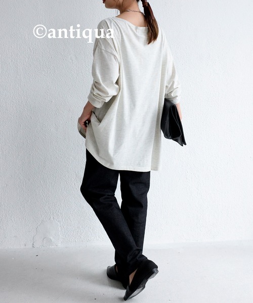 antiqua(アンティカ)の「着回し力バツグン!ベーシックビッグロンT(Tシャツ/カットソー・レディース・ブラック/オフホワイト/オートミール/杢グレー/ベージュ系その他/ブラウン系その他/ブラウン系その他2・FREE)」の17枚目の写真