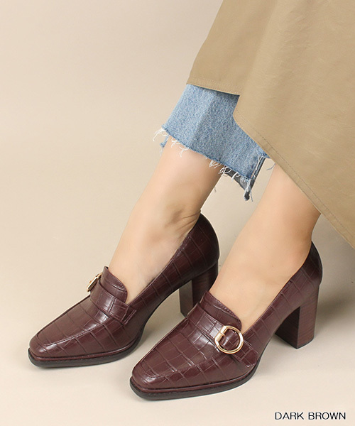 RANDA（ランダ）の「ゴールドバックルヒールアップシューズ（ドレスシューズ・レディース・ブラック/ダークブラウン・S/M/L/LL）」の2枚目の写真